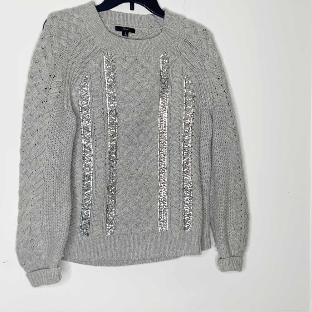 𝅺j. CREW light grey high neck sweater with sequins